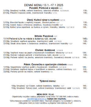 Denní menu v Obecní hospodě Babice nad Svitavou 1
