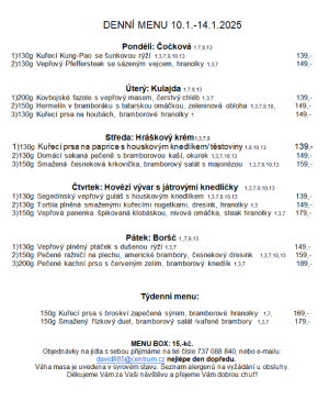 Denní menu v Obecní hospodě Babice nad Svitavou 1