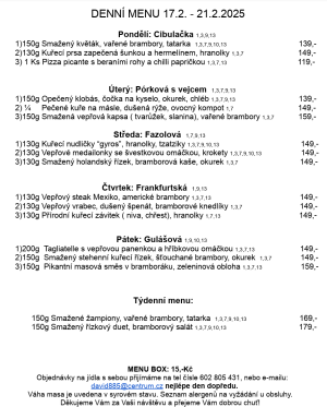 Denní menu v Obecní hospodě Babice nad Svitavou 1