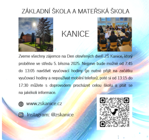 Den otevřených dveří ZŠ a MŠ Kanice 1