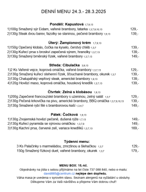Denní menu v Obecní hospodě Babice nad Svitavou 1