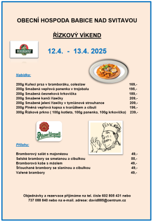 ŘÍZKOVÝ VÍKEND v Obecní hospodě Babice nad Svitavou 1